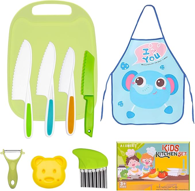 AIXMEET 9PCs Kids Kitchen Accessory Cooking Set