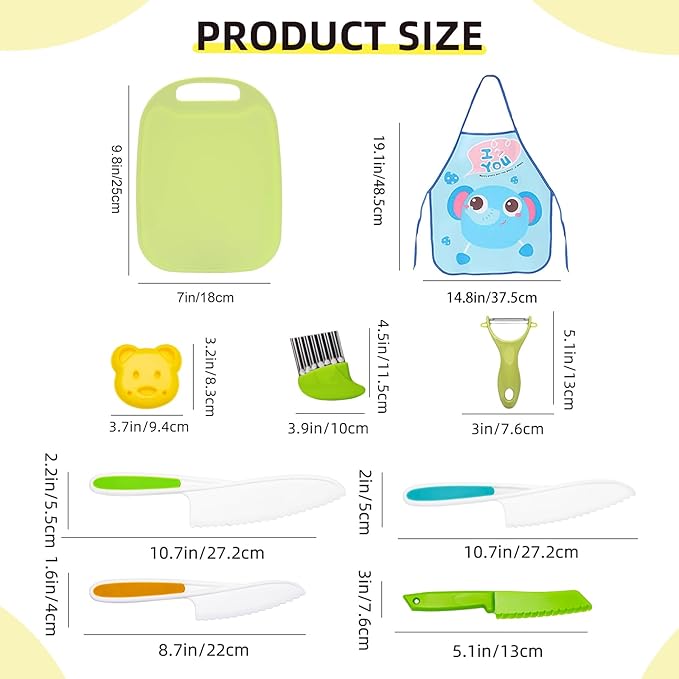 AIXMEET 9PCs Kids Kitchen Accessory Cooking Set