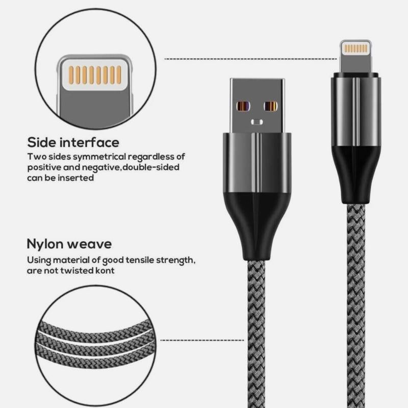 Lightning MFi Certified Charger 3 Pack - 2 x 1.8m & 1 x 3m - Durable, Tough - Electronic, Smartphone, Cellphone