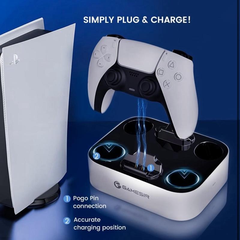 GameSir PS5 Controller Charger Station - Dual Charger Dock for DualSense&DualSense Edge Wireless Controllers - Console, Smartphone