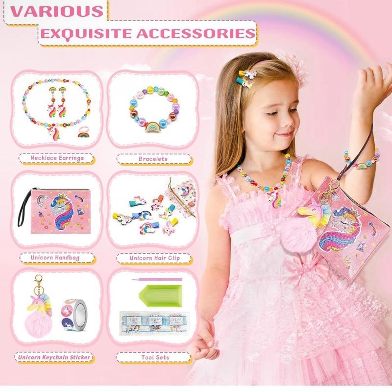 Unicorn DIY Diamond Crafts Bag Kit and Accessories Gift Set