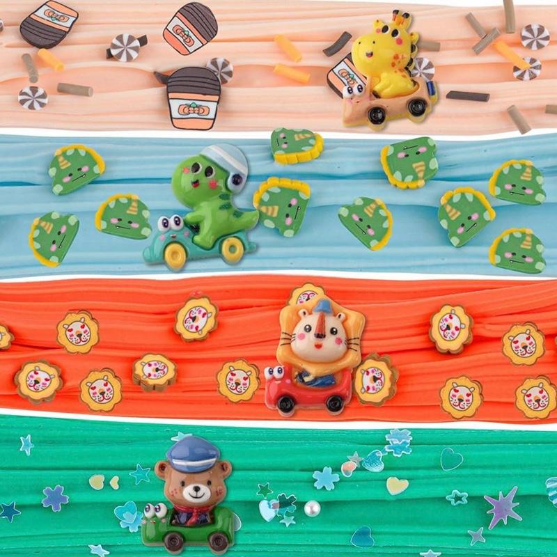 Travel Slime 4 Pack with Slime Charms - Lion Bear Giraffe Dinosaur Toys for Kids