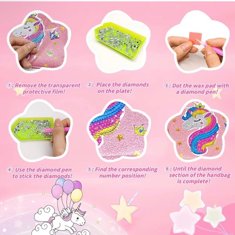 Unicorn DIY Diamond Crafts Bag Kit and Accessories Gift Set