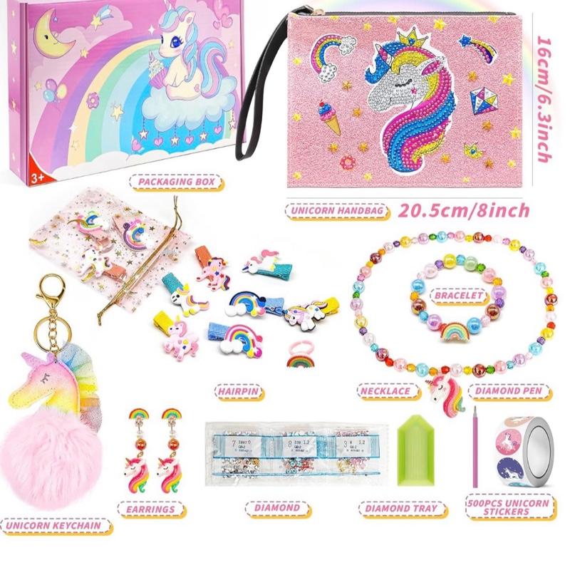 Unicorn DIY Diamond Crafts Bag Kit and Accessories Gift Set
