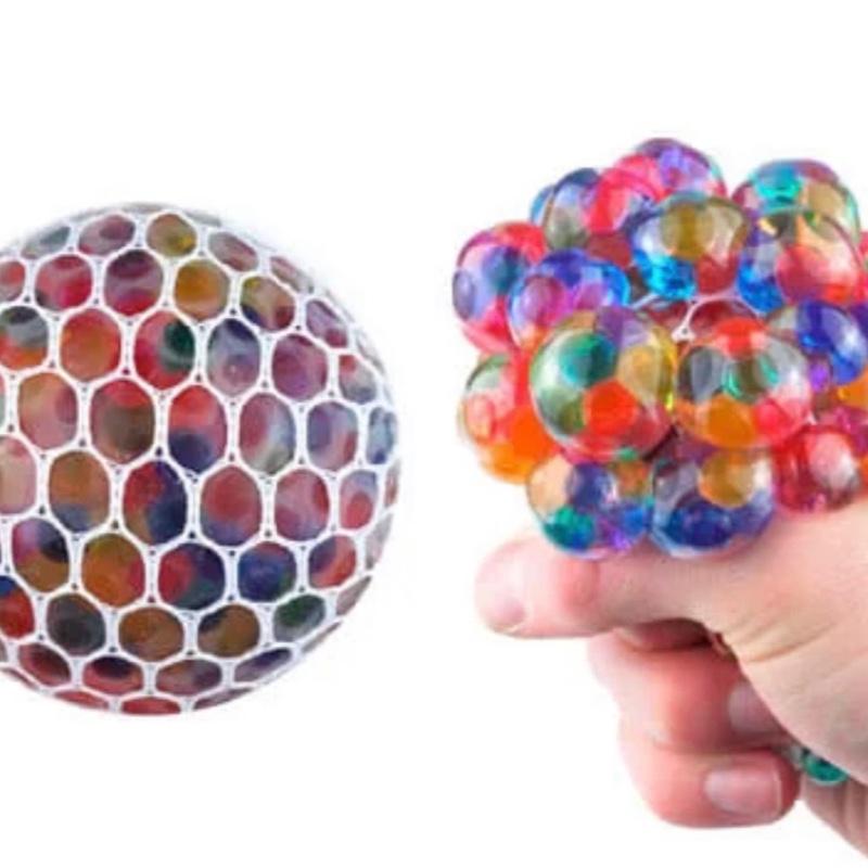 Squishy Mesh Ball Sensory Toy - Squelch Squeaky Sound & Stress Relief Kaleidoscope of Colour