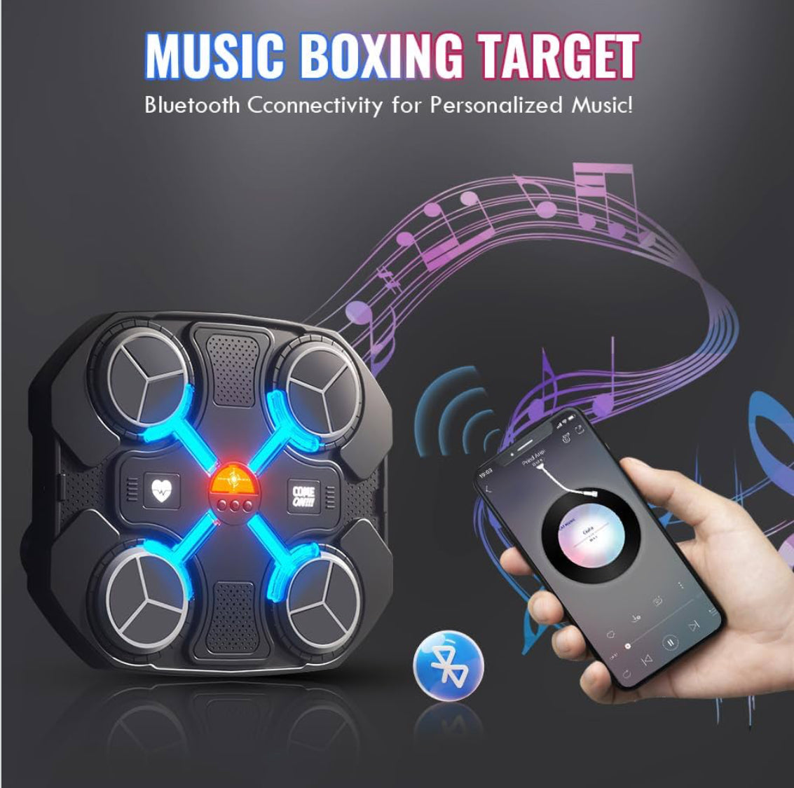 OneNine Music Boxing Machine with Boxing Gloves-Smart Bluetooth LED Wall Mounted Smart Music Boxing Target with 3-Level Speed & Mode, Boxing Music Workout Machine for Home, Indoor and Gym