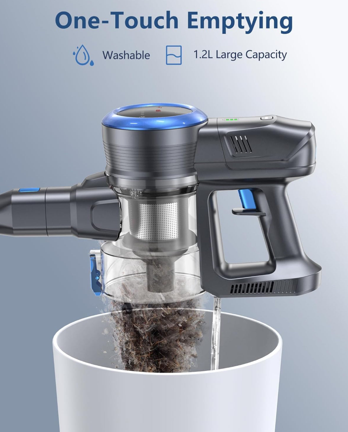 FABULETTA Cordless Vacuum Cleaner, 35KPA Stick Vacuum Cleaner with Brushless Motor, 3 Modes 6 in 1 Lightweight Vacuum Cleaner with 50Min Detachable Battery for Home/Pet Hair/Carpet/Hard Floor (Blue)