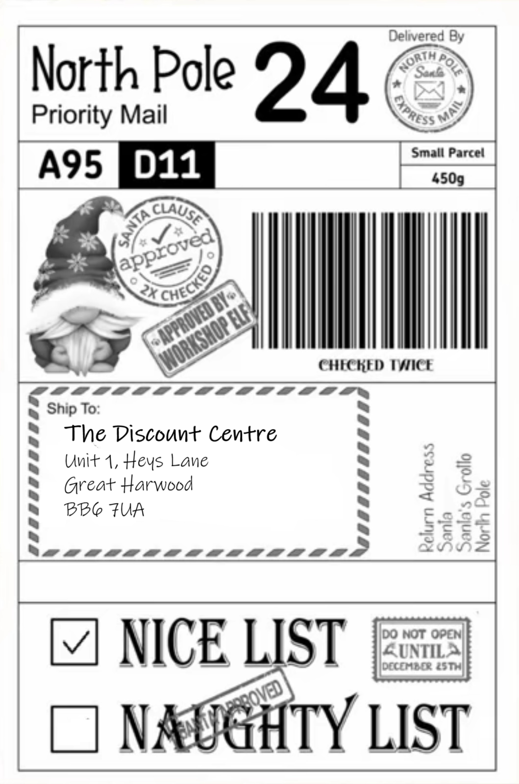 12 x Customised Christmas Present Delivery Labels