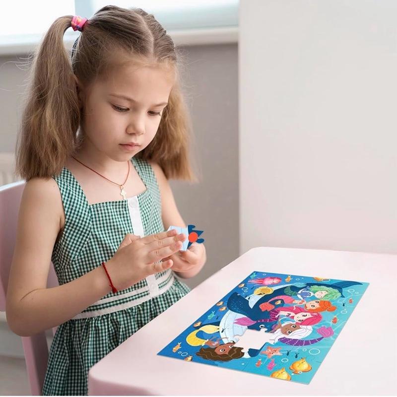 QUOKKA Jigsaw Puzzles For 3 4 Year Olds - Educational Toys Learning Mermaid Style 30 Pieces Mermaids Ride on the Whale