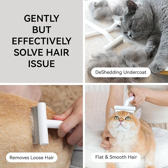 aumuca Pet Comb for Short Haired Cats Dogs, Painless Deshedding Comb with Gentle Tooth, Effectively Remove Loose Hair