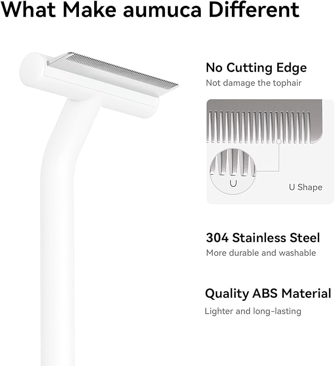 aumuca Pet Comb for Short Haired Cats Dogs, Painless Deshedding Comb with Gentle Tooth, Effectively Remove Loose Hair