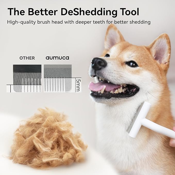 aumuca Pet Comb for Short Haired Cats Dogs, Painless Deshedding Comb with Gentle Tooth, Effectively Remove Loose Hair