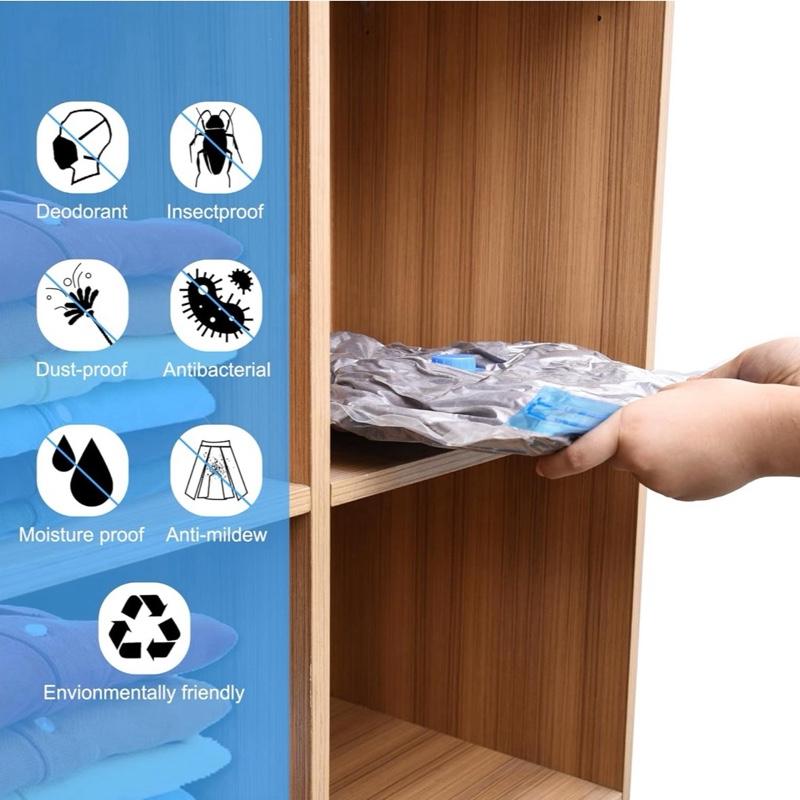 ZWMYF Vacuum Storage Bags 8 Pack Space Saver Bags for Travel & Home Reusable Bags Save 80% More Storage Space Compatible with Vacuum Cleaner
