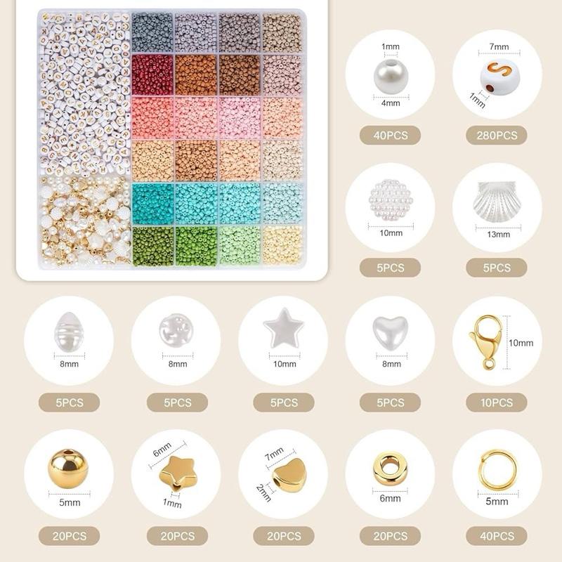 Bracelets Making Kit, 3mm Seed Beads with Letter Beads Pearl for Jewellery Making, 24 Boho Colours Glass Beads Set for DIY Craft Bracelet Necklaces