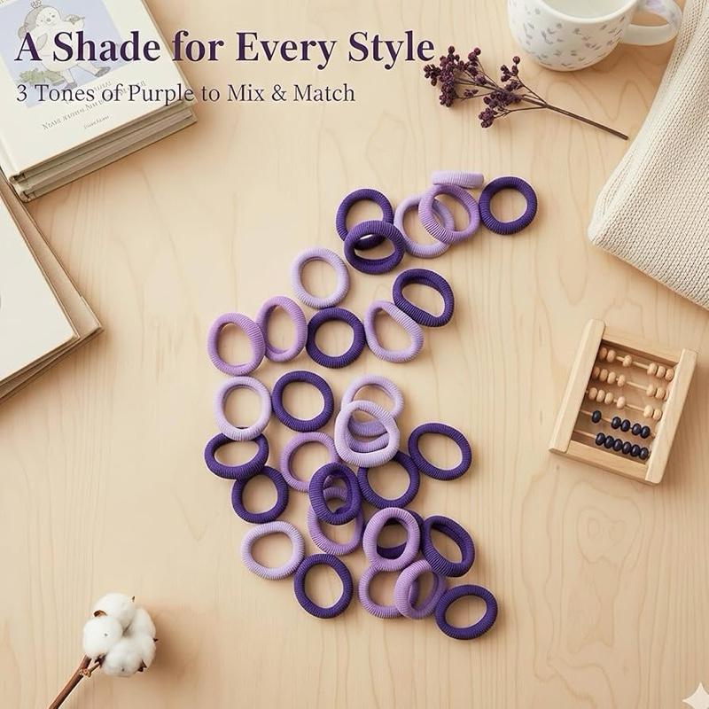 200pcs Baby Hair Bands Purple Series Non Slip Bobbles for Girls Kids Toddlers Durable Hair Accessories