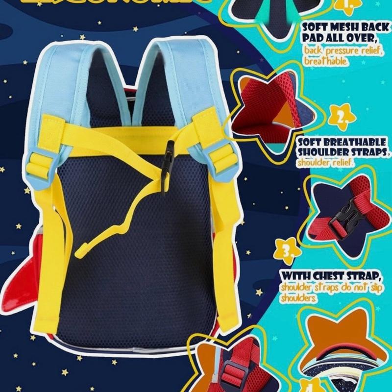 LSSAGOON Astronaut Toddler Backpack Cute Cartoon School Book Bag Rucksack with Space Explorer Design and Yellow Strap