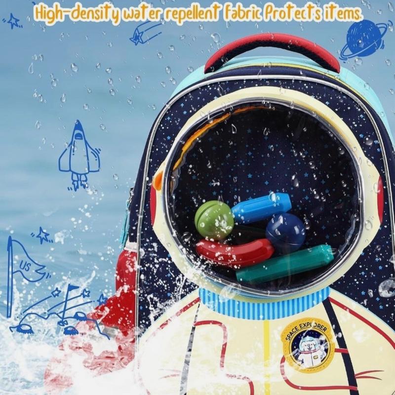 LSSAGOON Astronaut Toddler Backpack Cute Cartoon School Book Bag Rucksack with Space Explorer Design and Yellow Strap