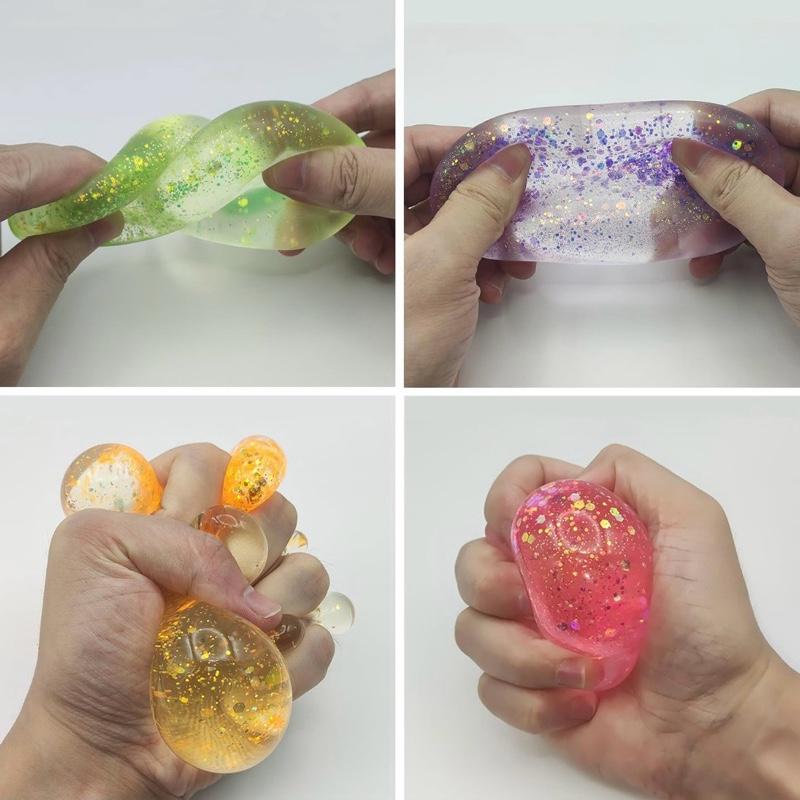 Pinch Family Glitter Sugar Ball Slow Rise Squishy Stress Relief Balls Relaxing Sensory Fidget Toy for Kids