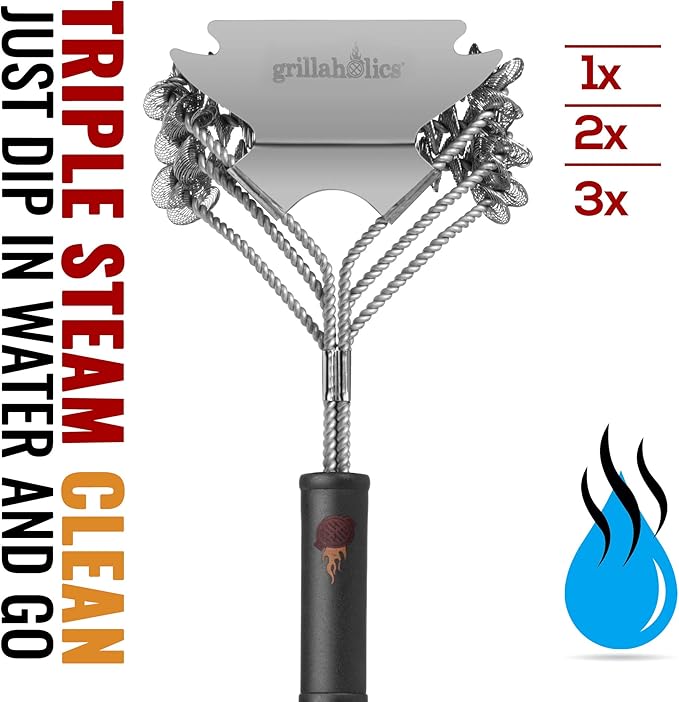 Grillaholics Bristle Free BBQ Brush - Safe Barbecue Grill Cleaning Brush With No Metal Wire Bristles