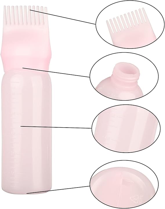 Root Comb Applicator Bottle with Scalp Massager Shampoo Brush Hair Colouring Dye and Scalp Treatment Tools