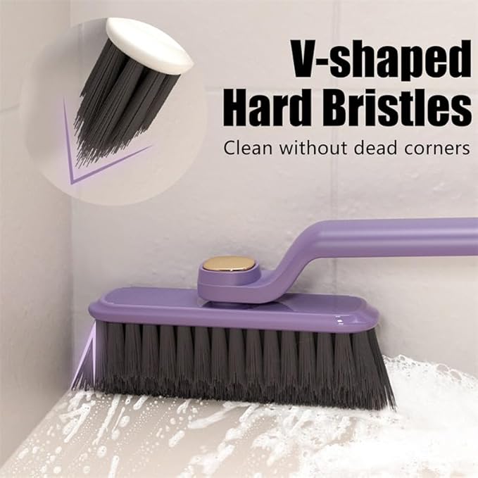360° Rotating Hard Bristle Crevice Cleaning Brush 2pcs Multi-Function Rotating Crevice Cleaning Brush-Long Handle Bathroom Tile Groove Window Gaps Cleaning Brush Tool for Kitchen Bathroom