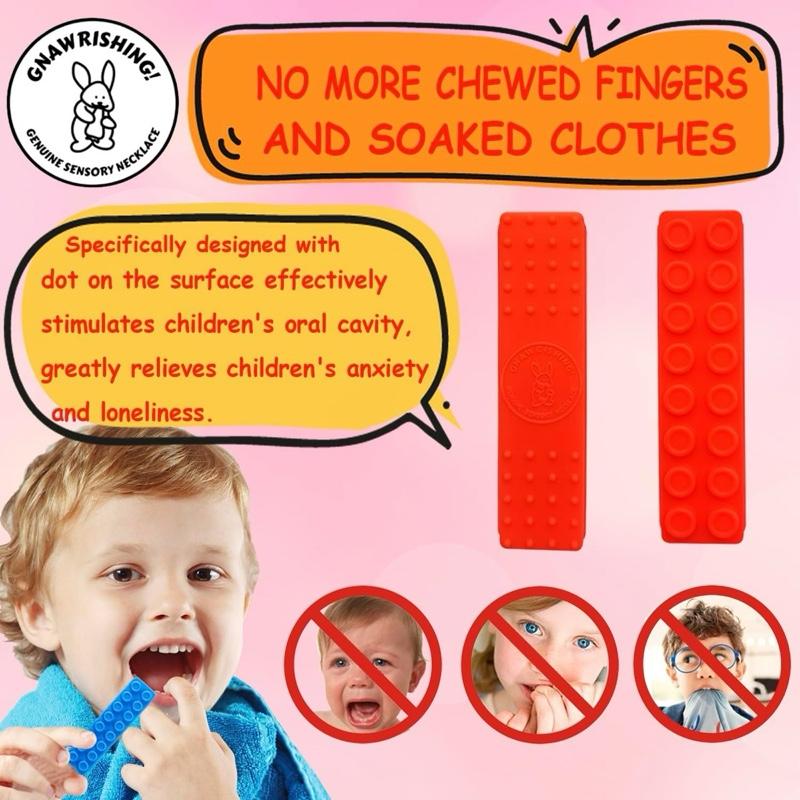Chew Necklaces for Sensory Kids 8 Pcs Sensory Chewy Toys Autism, ADHD(8Pcs Brick Shape)