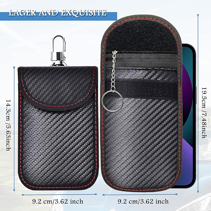 Faraday Pouch - 2 Pack Car Key Signal Blocking Bag - RFID Protection
