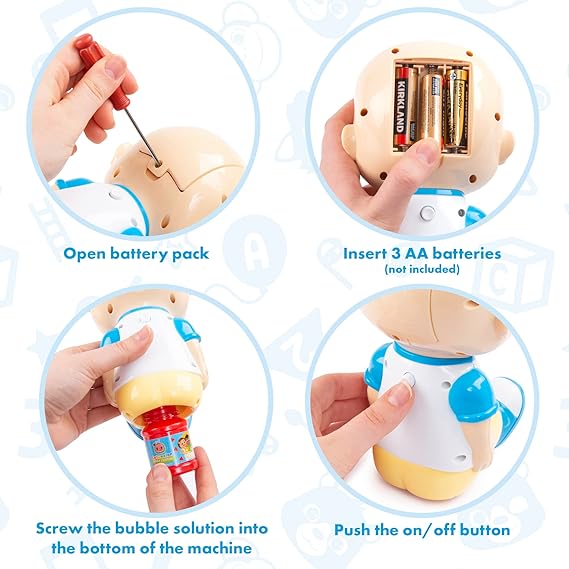 Cocomelon JJ Design Bubble Maker Machine Blower With Bubble Solution Non Spill Childrens 3+