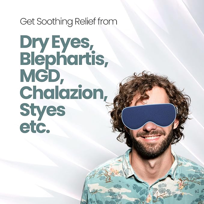 Ocufresh Heated Eye Mask for Dry Eyes, Blephartis, Styes - Microwave Activated Halobeads for Soothing Relief - Skin-Friendly Fabric - Hypoallergenic, Non-Toxic, Washable - Pouch Included