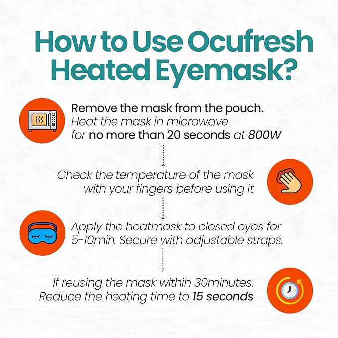 Ocufresh Heated Eye Mask for Dry Eyes, Blephartis, Styes - Microwave Activated Halobeads for Soothing Relief - Skin-Friendly Fabric - Hypoallergenic, Non-Toxic, Washable - Pouch Included