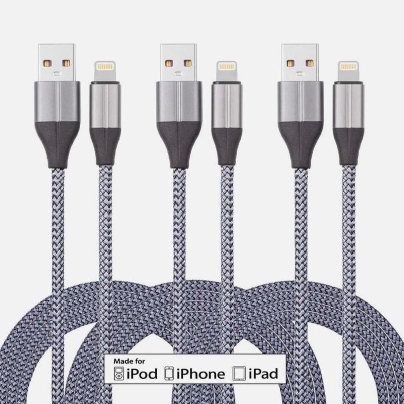 Lightning MFi Certified Charger 3 Pack - 2 x 1.8m & 1 x 3m - Durable, Tough - Electronic, Smartphone, Cellphone
