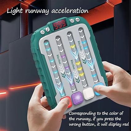 Electronic Music Rhythm Game Machine, Handheld Push Pop Game with Lights Music, Quick Press Fidget Toy,Travel Puzzle Game Console, Sensory Toy