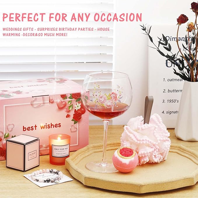 Unique Gift For Mum With 700ml Large Flower Gin Balloon Glass
