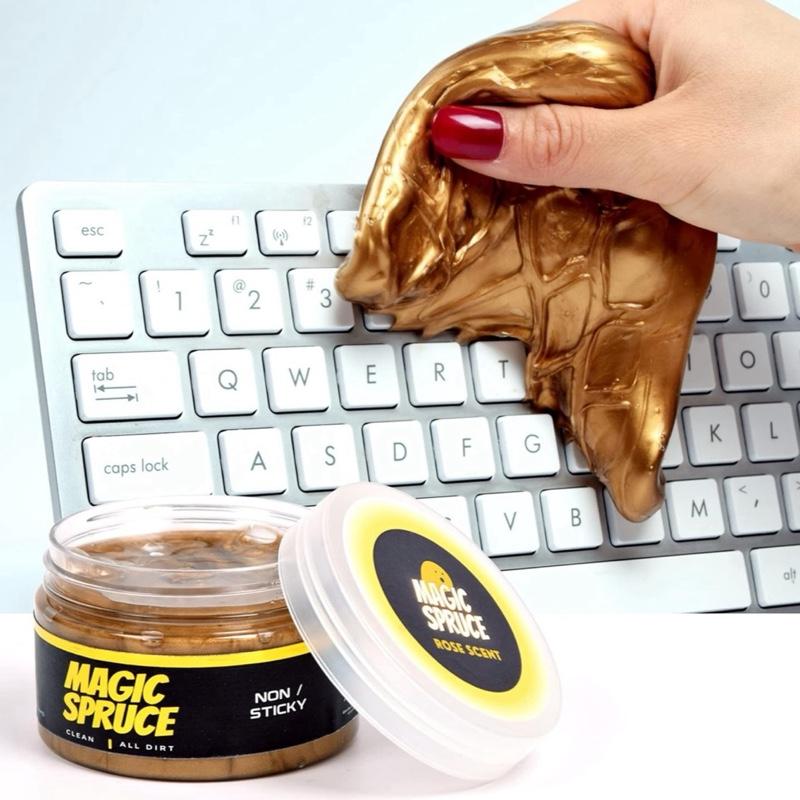 Cleaning Gel for Car Interior, Universal Car Cleaning Kit With Rose Scented Luxury Gold Cleaning Gel Putty Reusable, Non-Water Keyboard Cleaner for Laptop Dust Cleaning in Containers