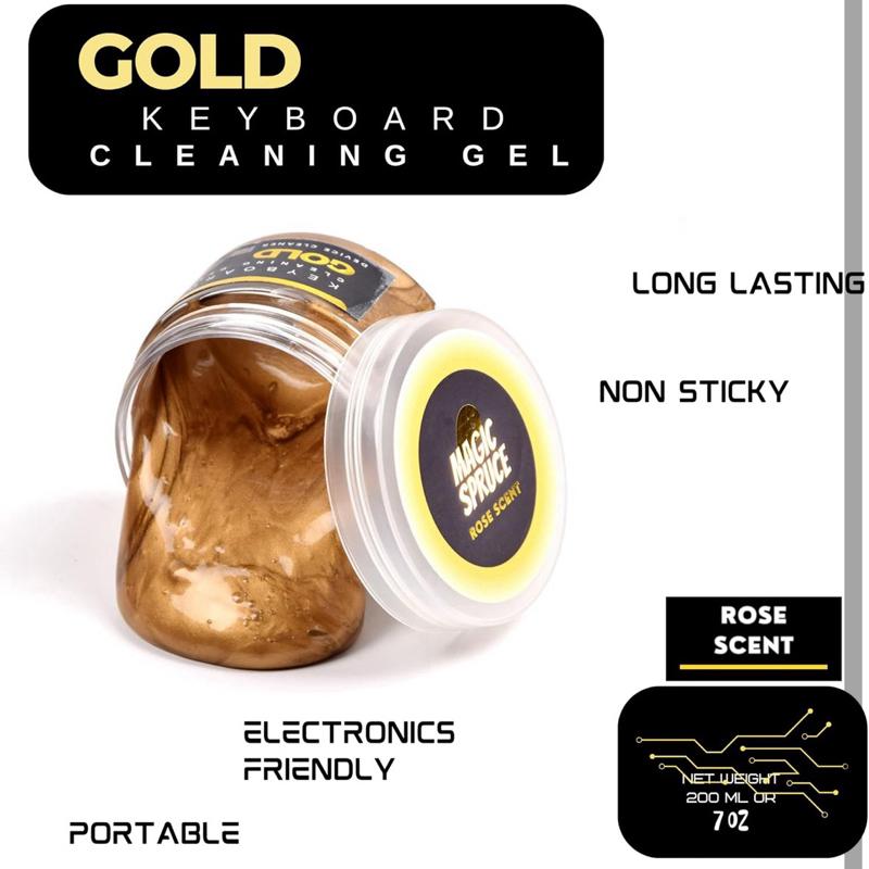 Cleaning Gel for Car Interior, Universal Car Cleaning Kit With Rose Scented Luxury Gold Cleaning Gel Putty Reusable, Non-Water Keyboard Cleaner for Laptop Dust Cleaning in Containers