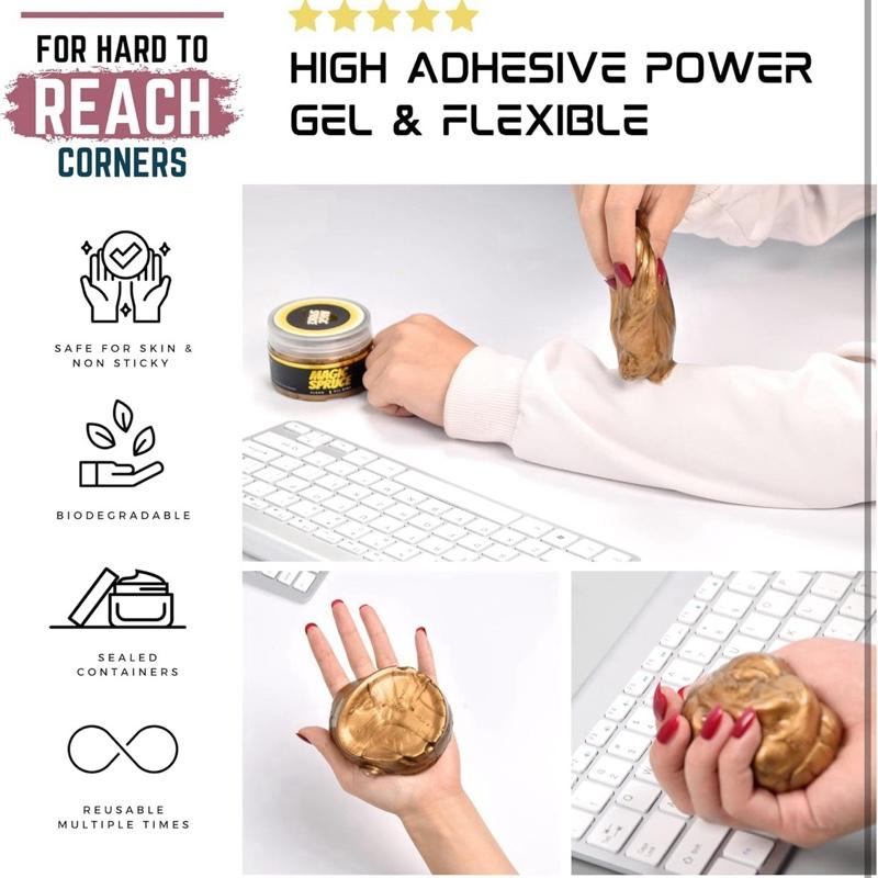 Cleaning Gel for Car Interior, Universal Car Cleaning Kit With Rose Scented Luxury Gold Cleaning Gel Putty Reusable, Non-Water Keyboard Cleaner for Laptop Dust Cleaning in Containers