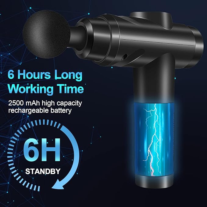 Massage Gun Deep Tissue, Muscle Percussion Massager with 30 Speeds Quiet Hand Massagers with LCD Touch Screen 10 Heads for Shoulder Body Back Relaxation