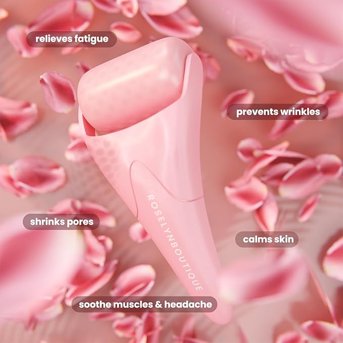 Ice Roller for Face Massage Kit - Face Roller Self Care Gifts for Women Kit Reduce Wrinkles Puffiness Aging (Pink)