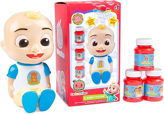 Cocomelon JJ Design Bubble Maker Machine Blower With Bubble Solution Non Spill Childrens 3+