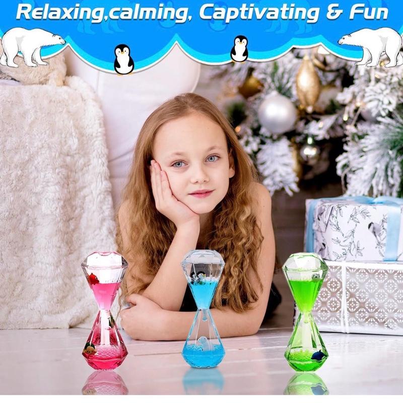 Fun2Learn Sensory Toy for Relaxation Motion Timer Colour Lava Lamp 3 Pack Incredibly Effective Calming Stress Relief Hourglass Toy Liquid Motion Bubbler