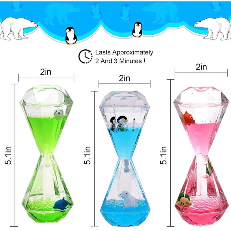 Fun2Learn Sensory Toy for Relaxation Motion Timer Colour Lava Lamp 3 Pack Incredibly Effective Calming Stress Relief Hourglass Toy Liquid Motion Bubbler