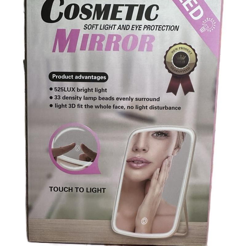 Cosmetic LED Mirror with Touch Screen Adjustable Angle Rechargeable Long Lasting 3 Light Settings Soft Light Eye Protection