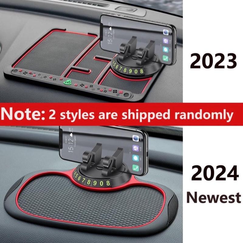 Non Slip Phone Mat for Car - Multifunctional Dashboard Mat with 360 Degrees Rotating Phone Holder (Red) - Smartphone, Stand, Mount