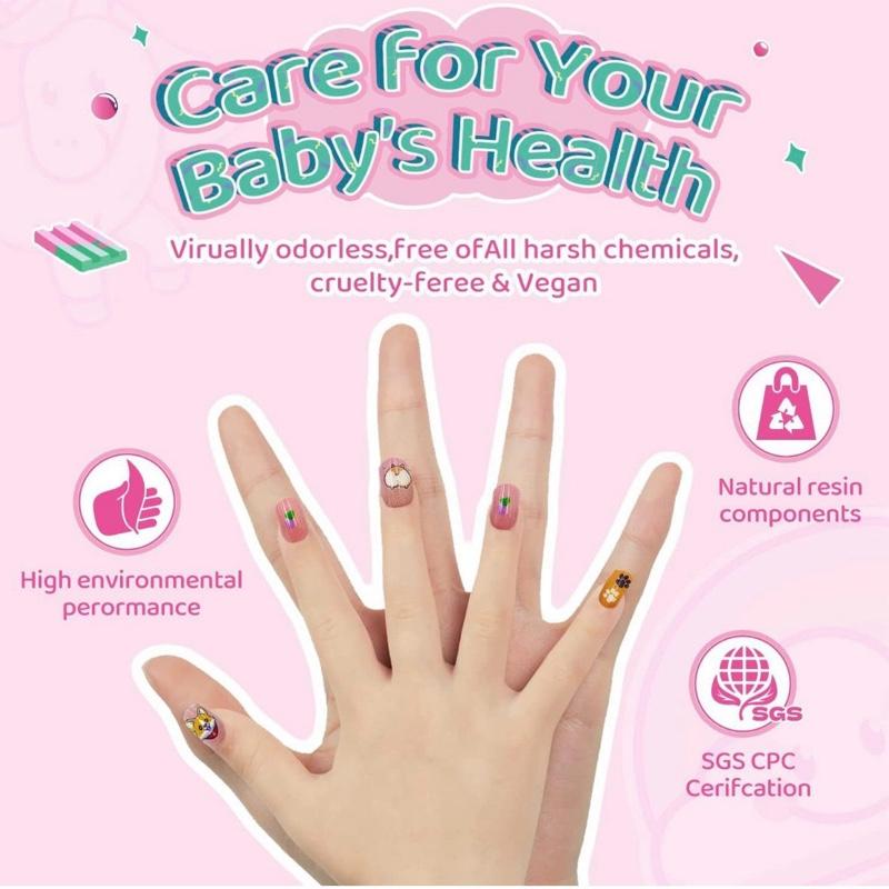 144Pcs 6 Pack Press on Nails for Kids Children Acrylic Fake Nails Pre-glue Full Cover Glitter Gradient colour Short False Nail Art Kits Sets Day for Kids