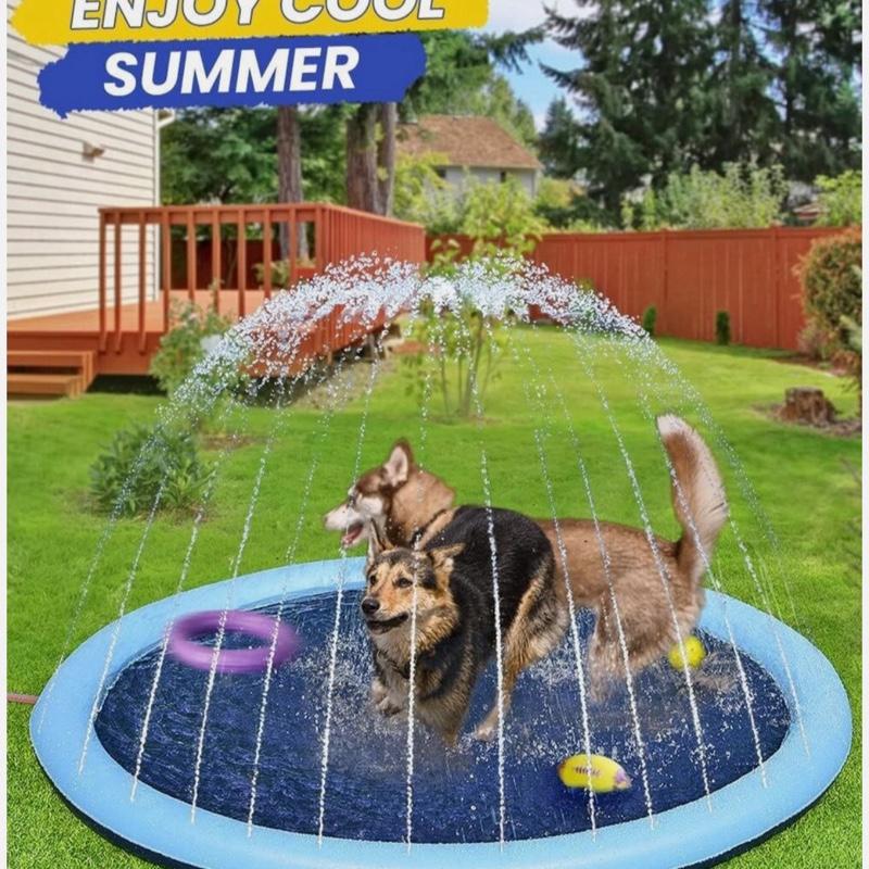 67inch Splash Pad, Non-Slip Medium Pet Dogs Cool Sprinkler, Kids Splash Pad Pool 67 Inch Fun Water Play Area for pets & kids