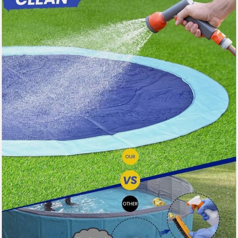 67inch Splash Pad, Non-Slip Medium Pet Dogs Cool Sprinkler, Kids Splash Pad Pool 67 Inch Fun Water Play Area for pets & kids