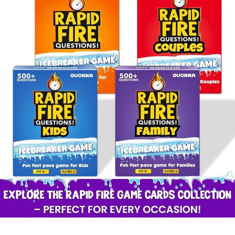 QUOKKA Rapid Fire Family Cards Game For Kids And Adults Icebreaker Board Games Age 5+ With 500+ Questions Perfect For Family Nights