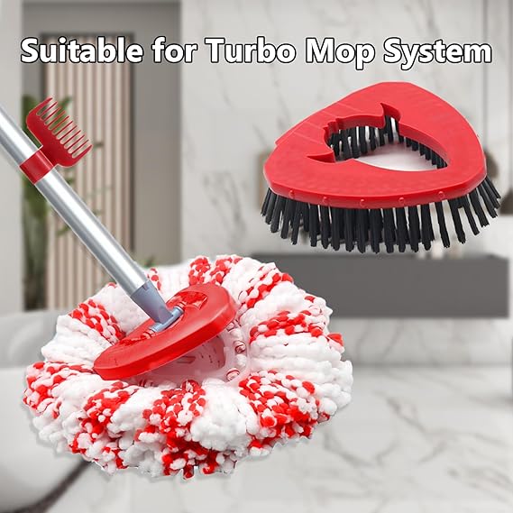 Deep Cleaning Spin Mop Heads Replacement Compatible with Vileda Turbo System, Upgraded Scrub Brush and Mop Base, Handle Combo Set, Microfiber Replace Head Refills