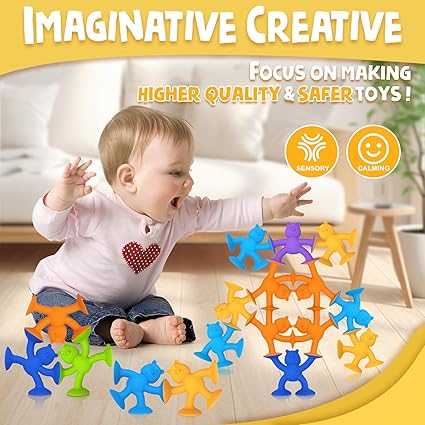 Baby Bath Toys Suction Bath Toys for Kids, Kids Suction Fidget Toys Suction Cup Toys for Windows Building Toys, (12PCS)