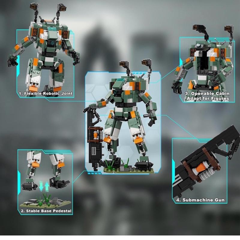 Millionspring Titan BT 7274 Mecha Robot Building Blocks Set, Titan Game Mecha Action Figures Toy